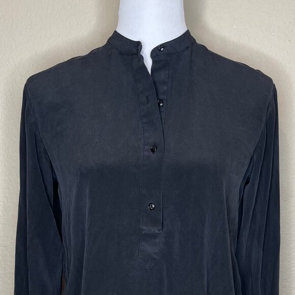 Rag & Bone Dylan Black 100% Silk Tie Cuff Cutout Back Blouse Tunic XS Luxury - Picture 3 of 15